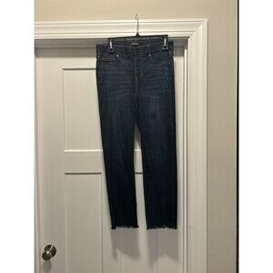 Liverpool The Crop Straight Woman’s 10 30 Blue Jeans Pull On Mid Rise Dark Wash